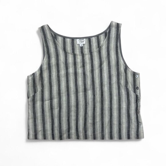 Margaret O’Leary Linen Striped Tank Top Blouse Sleeveless Medium European Summer - Picture 1 of 7
